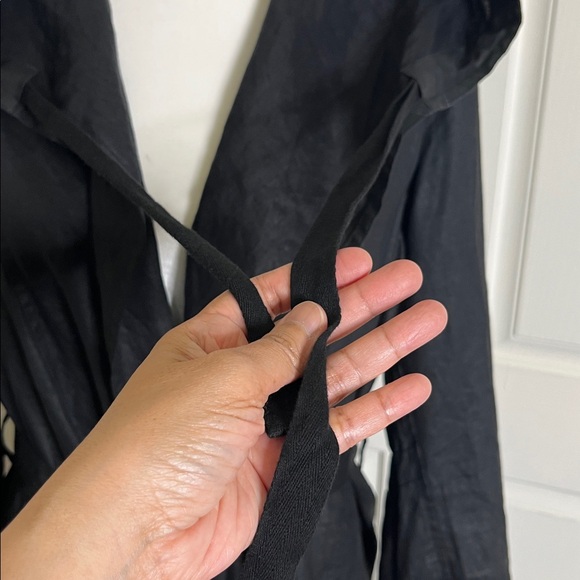 Eileen Fisher Women's Organic Linen Trench Coat Black L Lagenlook Quiet Luxury - Picture 5 of 16